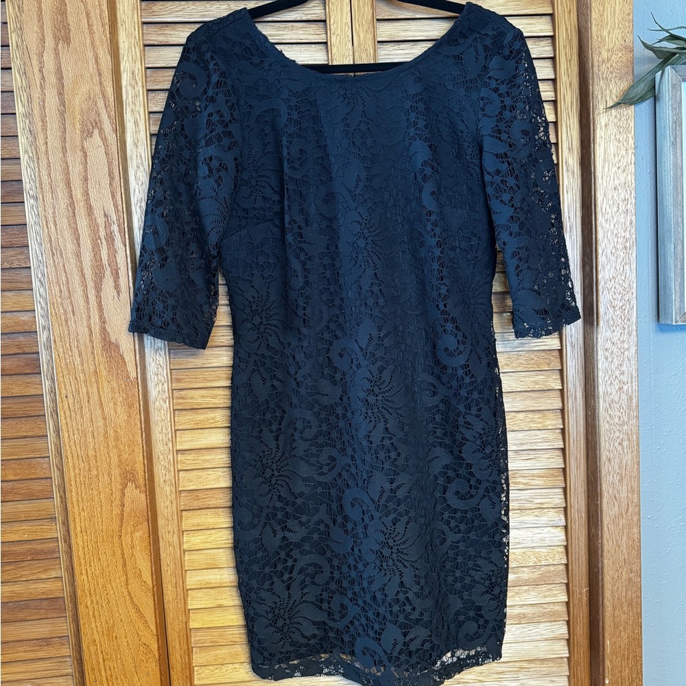 Black Lace Dress with 3/4 length sleeves